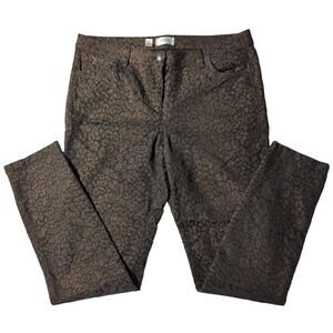 Per Se by Carlisle Black Bronze Leopard Pattern Jeans w/ Sparkle women's size 10